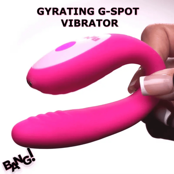 Bang! Gyrating G-Spot Vibrator with Remote – pink curved vibrator with remote control
