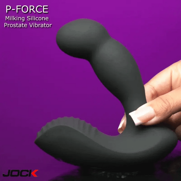 Jock P-Force Milking Prostate Vibrator with Remote – black silicone prostate vibrator and wireless remote