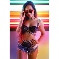 Not Your Bitch Lace Bra & Cutout Panty Set