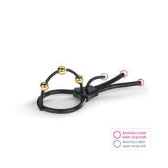 Mystim Pearly Pete - Corona Strap with golden balls - Dreamy Desire