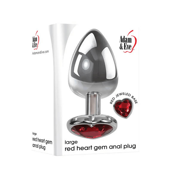 adam & eve red heart gem glass anal plug box