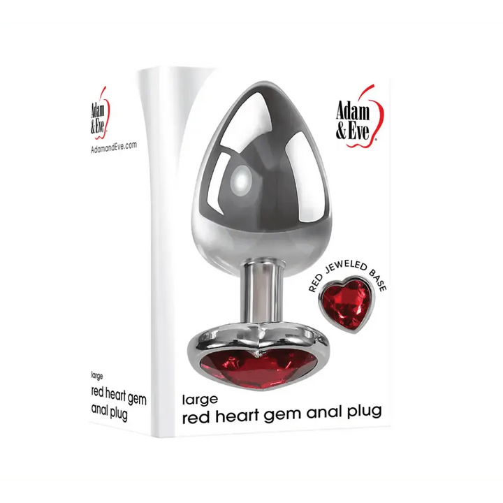 Adam & Eve Red Heart Gem Glass Anal Plug - Dreamy Desire