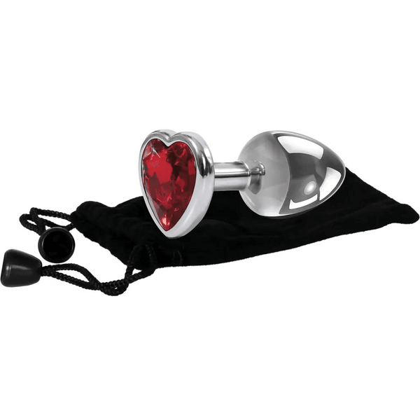 Adam & Eve Red Heart Gem Glass Anal Plug - Dreamy Desire