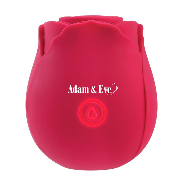 Adam & Eve Ravishing Suction Rose clitoral stimulator in deep red body-safe silicone