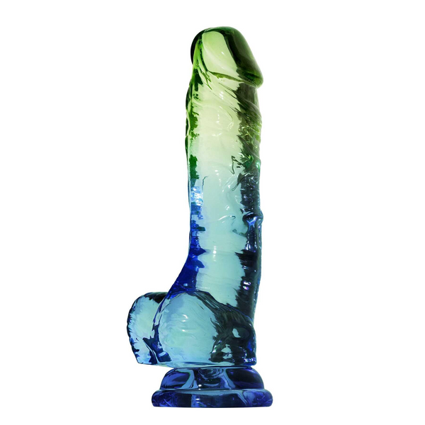 Adam & Eve Seaside Dreams Realistic Dildo 8.5 in. shown upright, green-to-blue ombre TPE