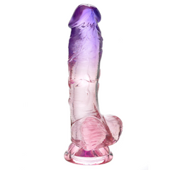 Adam & Eve Sunset Dreams Realistic Dildo 8.5 in. purple-to-pink gradient, front view with suction base