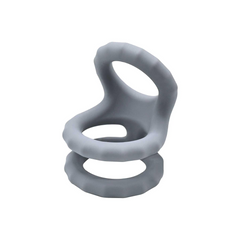 Adam & Eve triple-loop cock ring isolated on white, showing stacked ring and upper loop design