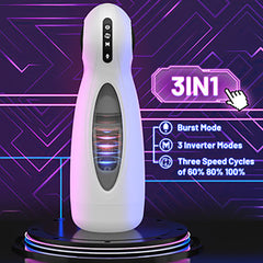 Adore U Höm Automatic Stroker in white with 3-in-1 modes display and illuminated oval window