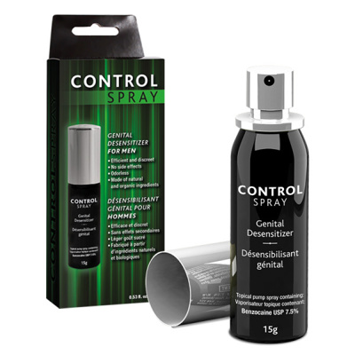 Adore U Höm Control Spray black pump bottle with matching box, genital desensitizer for men, 15g