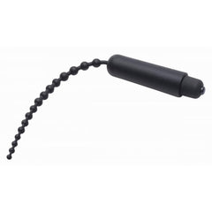 XR Dark Rod Vibrating Beaded Silicone Urethral Sound – black silicone sound with graduated beads