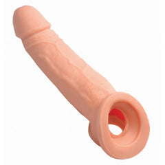 Size Matters Ultra Real 1 Inch Solid Tip Penis Extension – light realistic TPE sleeve with ball strap