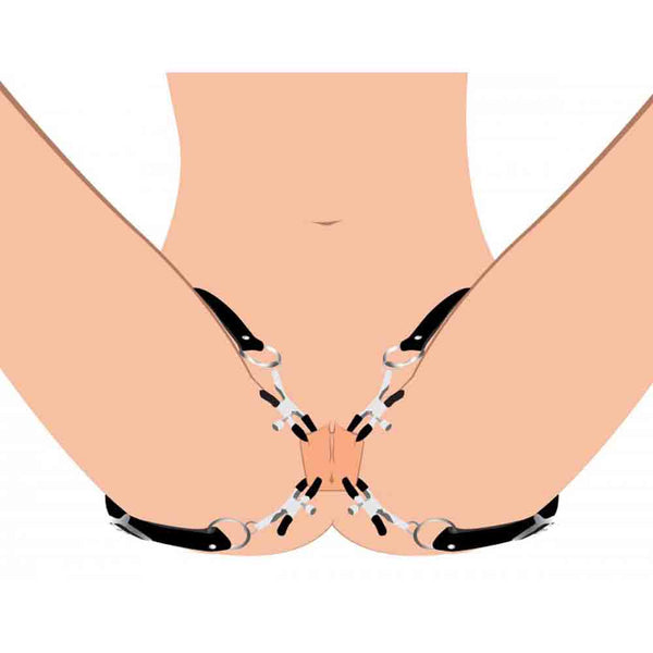 XR Spread XL Labia Spreader Straps with Adjustable Clamps – black labia spreader straps with adjustable clamps