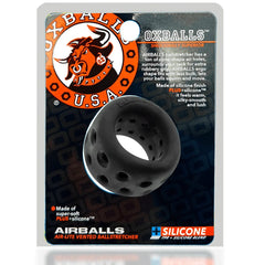 Airballs ball stretcher in retail packaging highlighting silicone-blend material and cone air holes