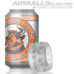 Airballs ballstretcher shown beside a soda can for scale reference, electro version noted