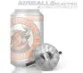 Close-up of Airballs Electro clear stretcher beside a beverage can showing relative size