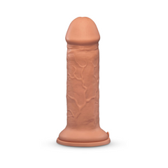 Alternate front view of Girth large silicone dildo with skin-tone finish