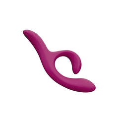 Alternate side view of Nova 2 fuchsia rabbit vibrator showing smooth matte silicone finish