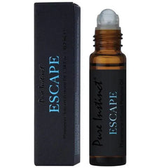 Amber glass roller bottle and black box for Pure Instinct Escape men's perfume oil