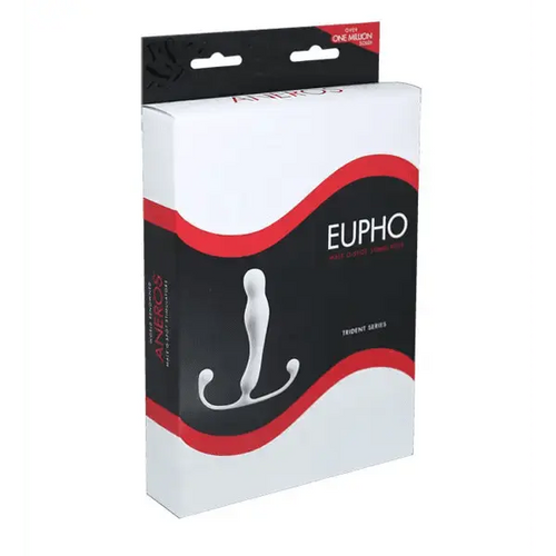 Aneros Eupho Trident prostate massager box, black and white packaging with product silhouette