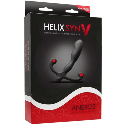 Aneros Helix Syn V black silicone vibrating prostate massager in retail box