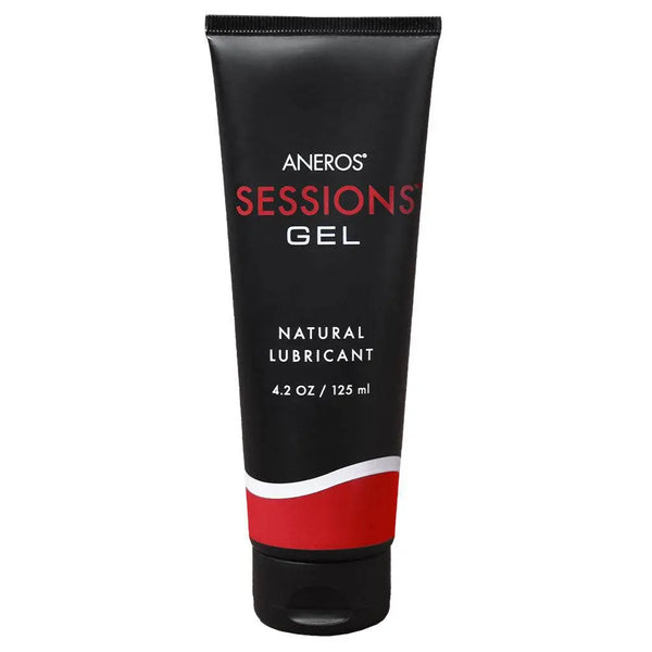 Aneros Sessions Gel natural lubricant in a 125ml black squeeze tube with red accent