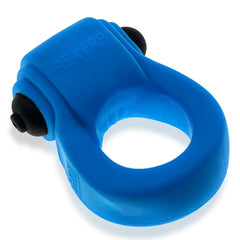Angled view of the blue REVRING highlighting its flexible loop and vibe module