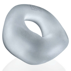 Angled view of Fit Bulge cockring highlighting the open oval center and smooth plush body