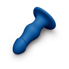 Angled side view of Gape dildo showing beaded shaft texture and wide base
