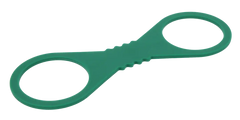 Angled side view of green silicone wrist cuffs showing smooth, flexible 100% silicone build