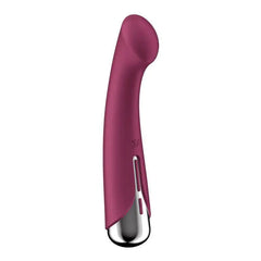 Angled side view of Spinning G-Spot 1 highlighting control buttons and Satisfyer branding