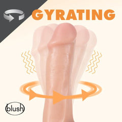 Animated graphic showing Dr. Spin dildo gyrating motion with rotation and vibration indicators