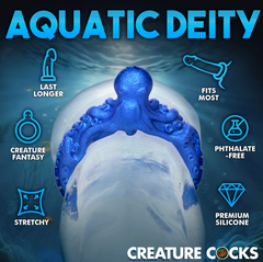 Aquatic Deity product feature graphic highlighting phthalate-free premium silicone construction