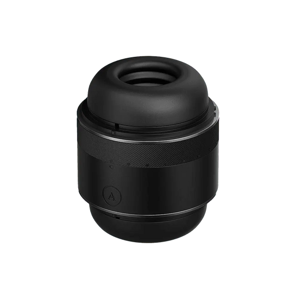 Arcwave Voy black pleasure air stroker showing textured mid-band and open silicone tip