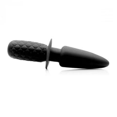 Ass Thumpers The Plug black silicone vibrating thruster with textured handle and flared base