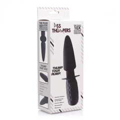 Ass Thumpers The Plug retail packaging showing product features and rechargeble silicone thruster