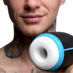 Close-up of Auto Milker Extreme soft white donut-style opening with blue housing rim detail