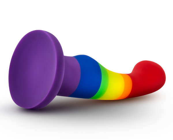 Avant Pride P1 Freedom curved dildo with suction base, rainbow stripe silicone