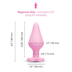 B-Mine anal plug with dimension measurements showing 3.5 inch total length
