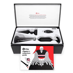 b-Vibe advanced anal set displayed in open black gift box with foam insert and guide booklet