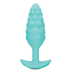 b-Vibe Bump mint silicone anal plug showing bumpy texture along tapered shaft, front view