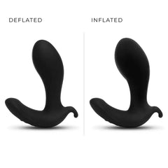 B-Vibe Expand Plug shown side by side in deflated and inflated states for size comparison