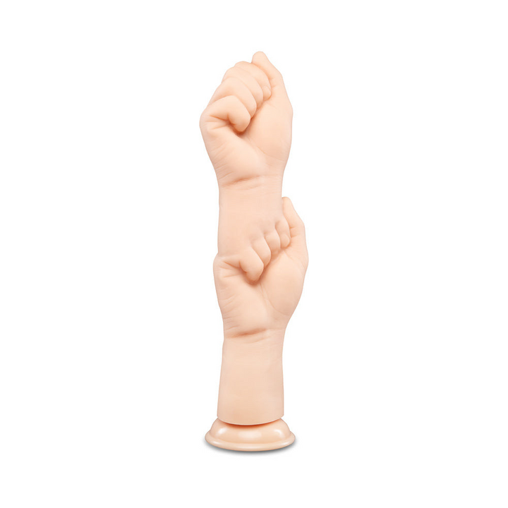 b-Vibe Fists 14.5-inch fist-style dildo in light skin tone with suction cup base