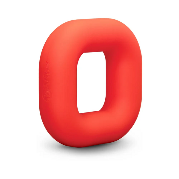 b-Vibe Flex Ring Bulk red silicone cock ring, rounded square shape, hero view