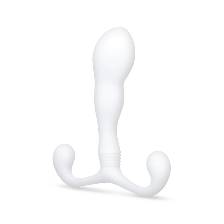 b-Vibe P-Spot Slim X prostate massager in white silicone, front hero view showing curved shape