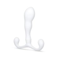 b-Vibe P-Spot Slim X prostate massager in white silicone, front hero view showing curved shape