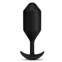 b-Vibe Snug Plug 5 full front view showing weighted diamond-shaped black silicone body