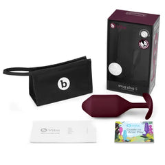 b-Vibe Snug Plug 5 shown with storage pouch, user guide, and anal play booklet included