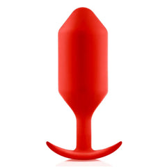 b-Vibe Snug Plug 6 red silicone anal plug front view showing tapered body and anchor base