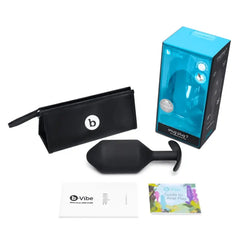 b-Vibe Snug Plug 7 displayed with black storage pouch, user guides, and retail box