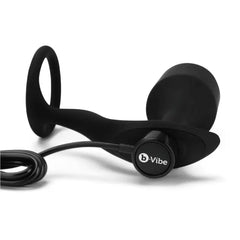 b-Vibe Snug & Tug shown flat with magnetic USB charging cable attached